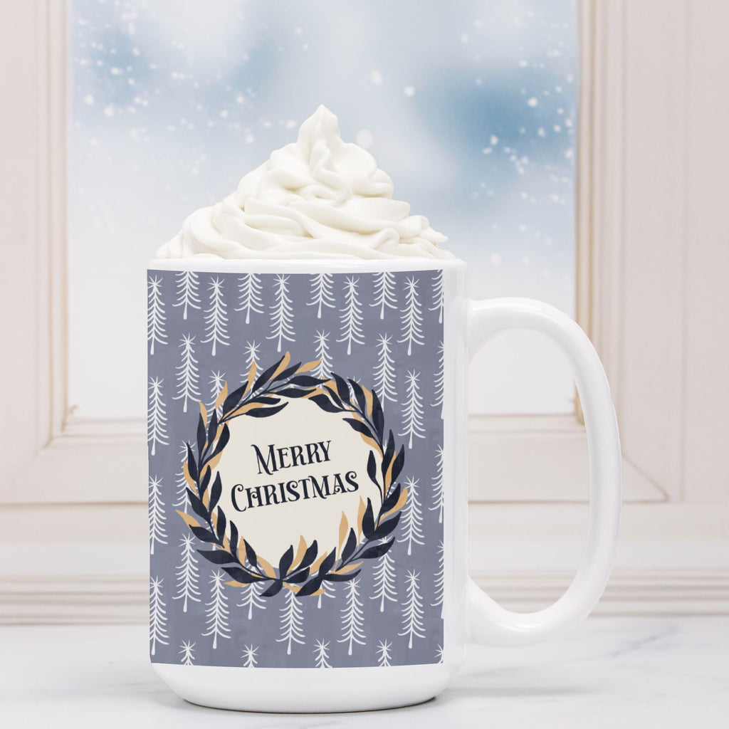 Merry Christmas Wreath Mug Deluxe 15oz.