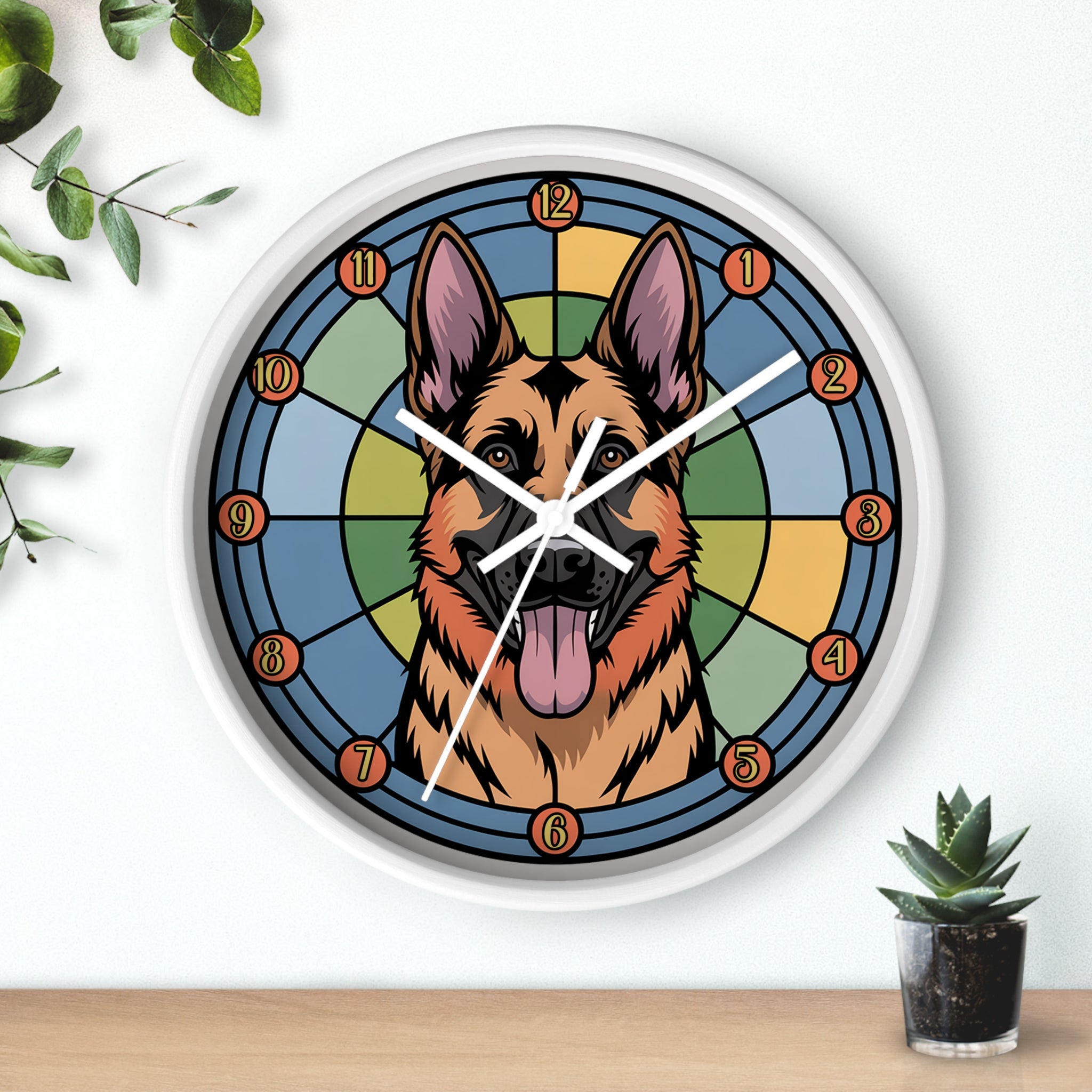 German Shepherd Colorful Wall Clock — Canine Home Decor