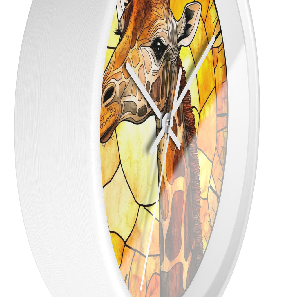 Giraffe Stained Glass Wall Clock — Rustic Safari Animal Home Decor