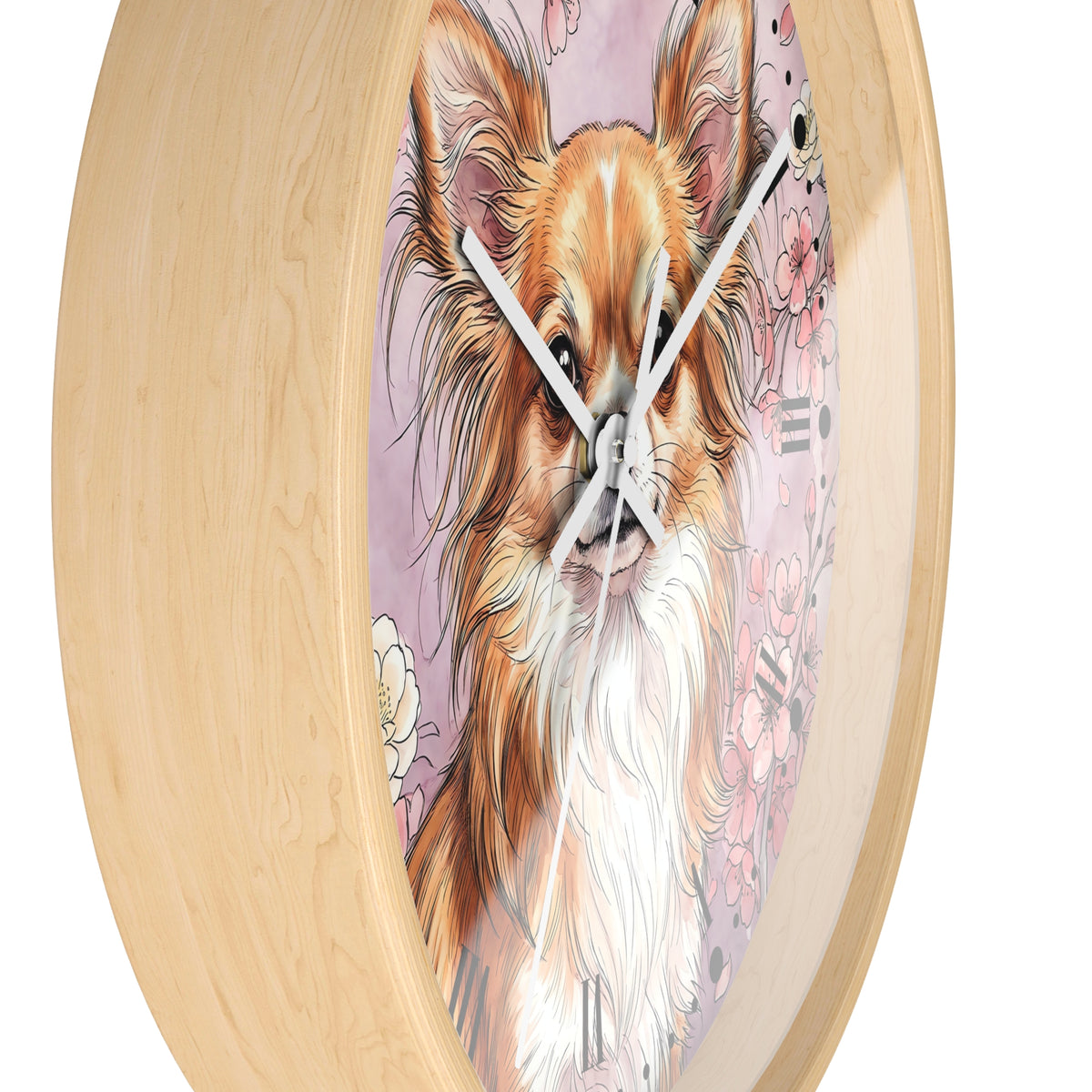Chihuahua Floral Wall Clock — Pink Dog Decor for Pet Lovers