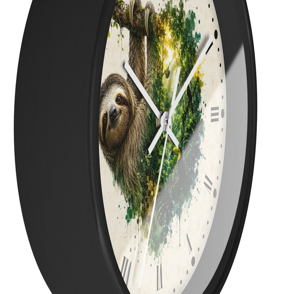 Sloth Toucan Layered Portrait Wall Clock — Tropical Animal Bird Decor