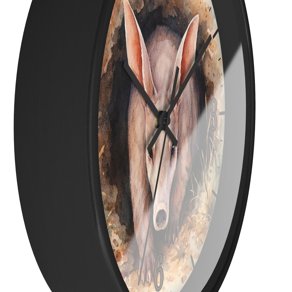 Aardvark Watercolor Wall Clock — Whimsical Wildlife Home Décor