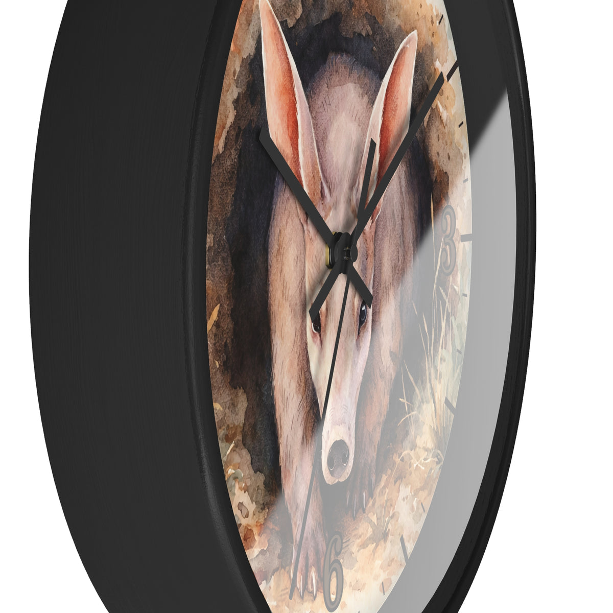 Aardvark Watercolor Wall Clock — Whimsical Wildlife Home Décor