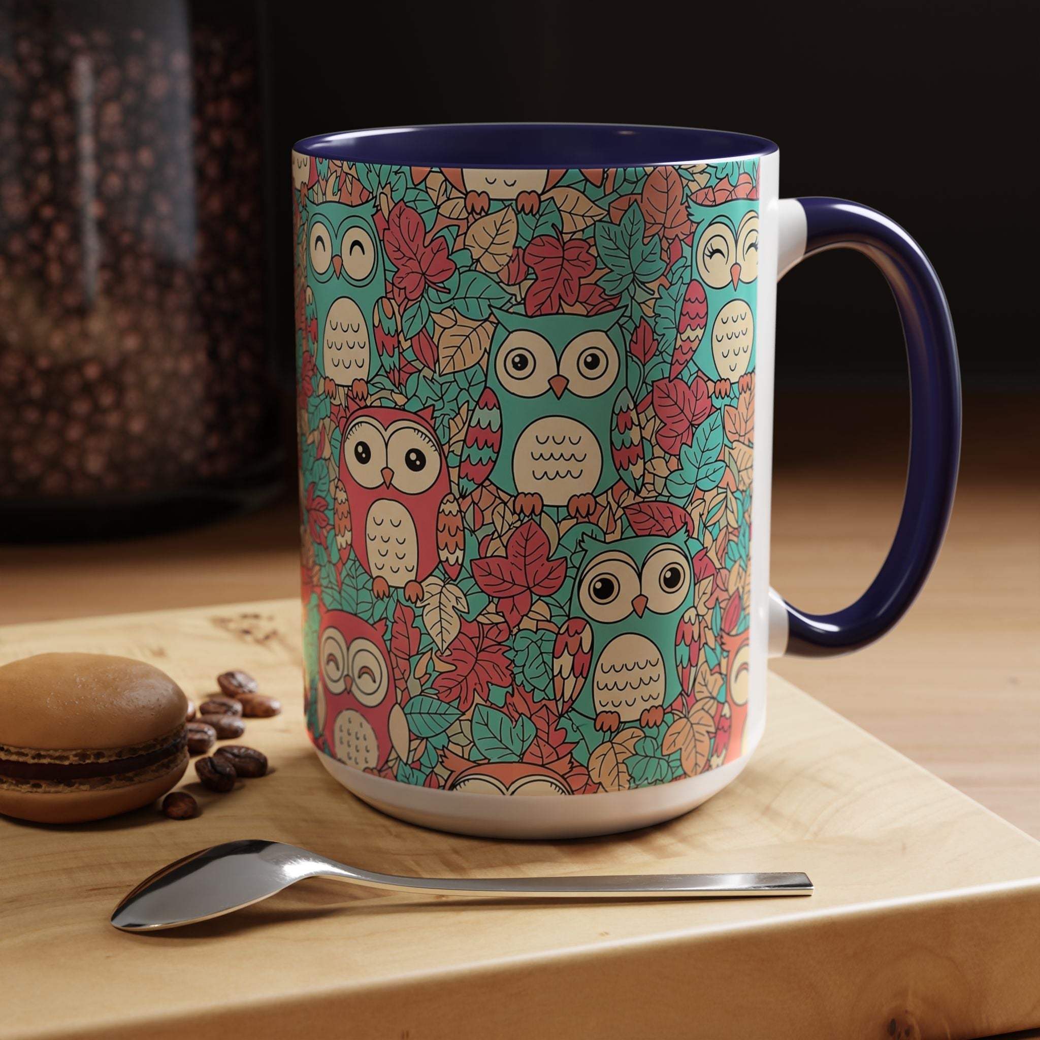 Colorful Owl Pattern Coffee Mug — Cute Woodland Tea & Coffee Cup (11/15oz)