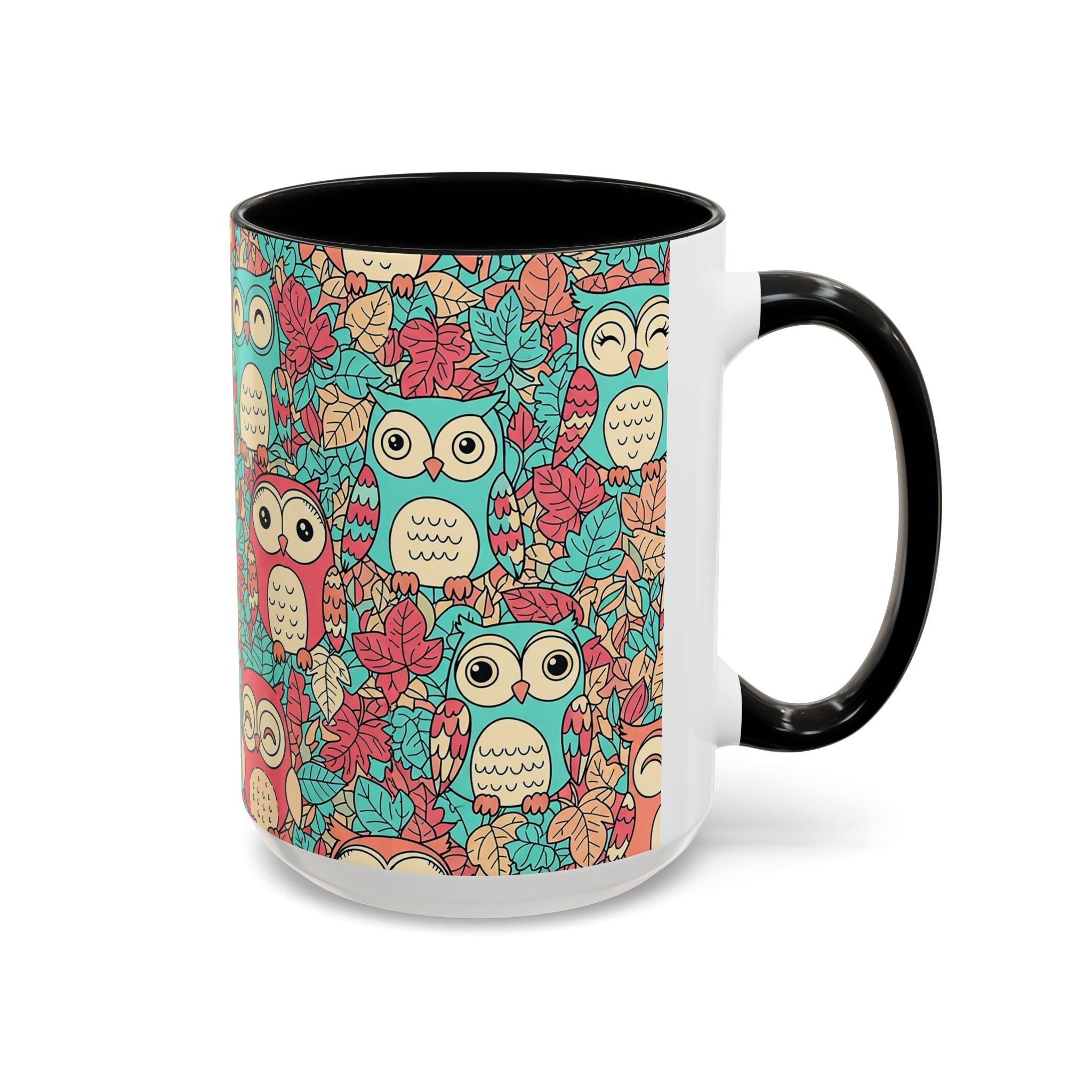 Colorful Owl Pattern Coffee Mug — Cute Woodland Tea & Coffee Cup (11/15oz)