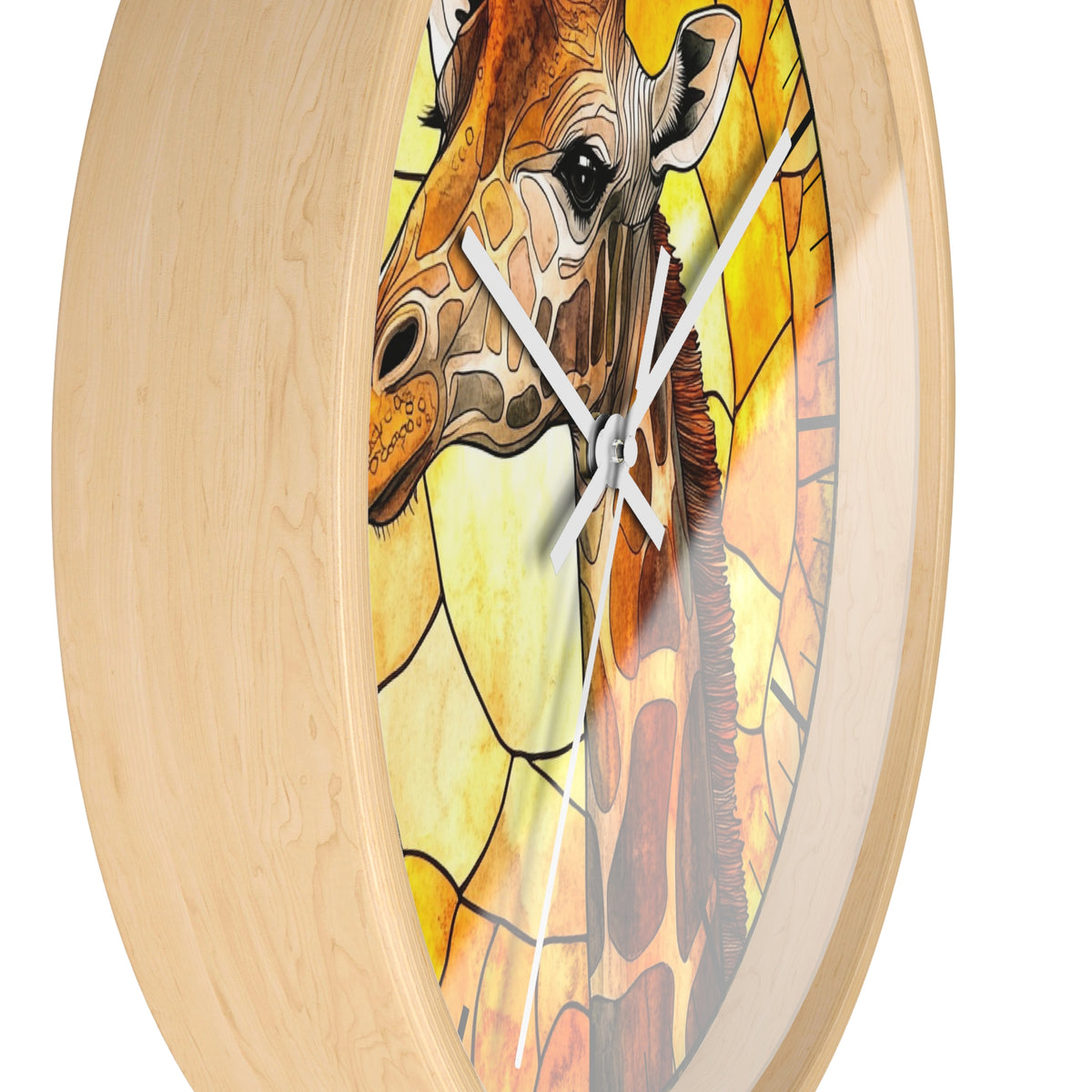 Giraffe Stained Glass Wall Clock — Rustic Safari Animal Home Decor
