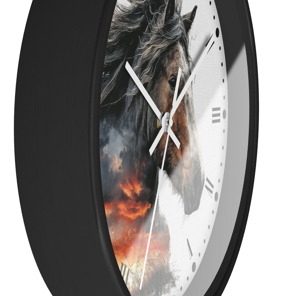 Wild Horse Sunset Wall Clock — Rustic Equine Decor