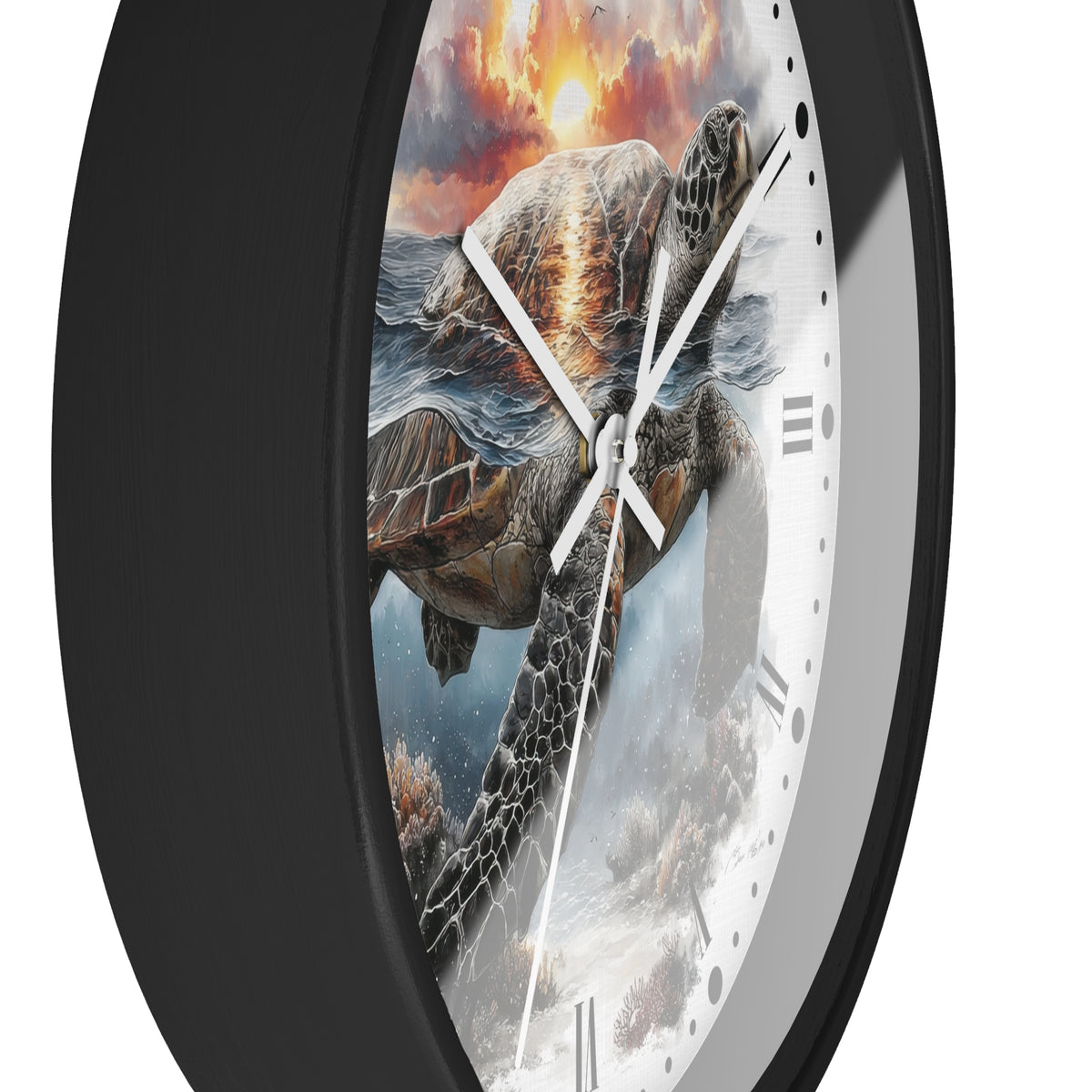 Sea Turtle Ocean Sunset Wall Clock