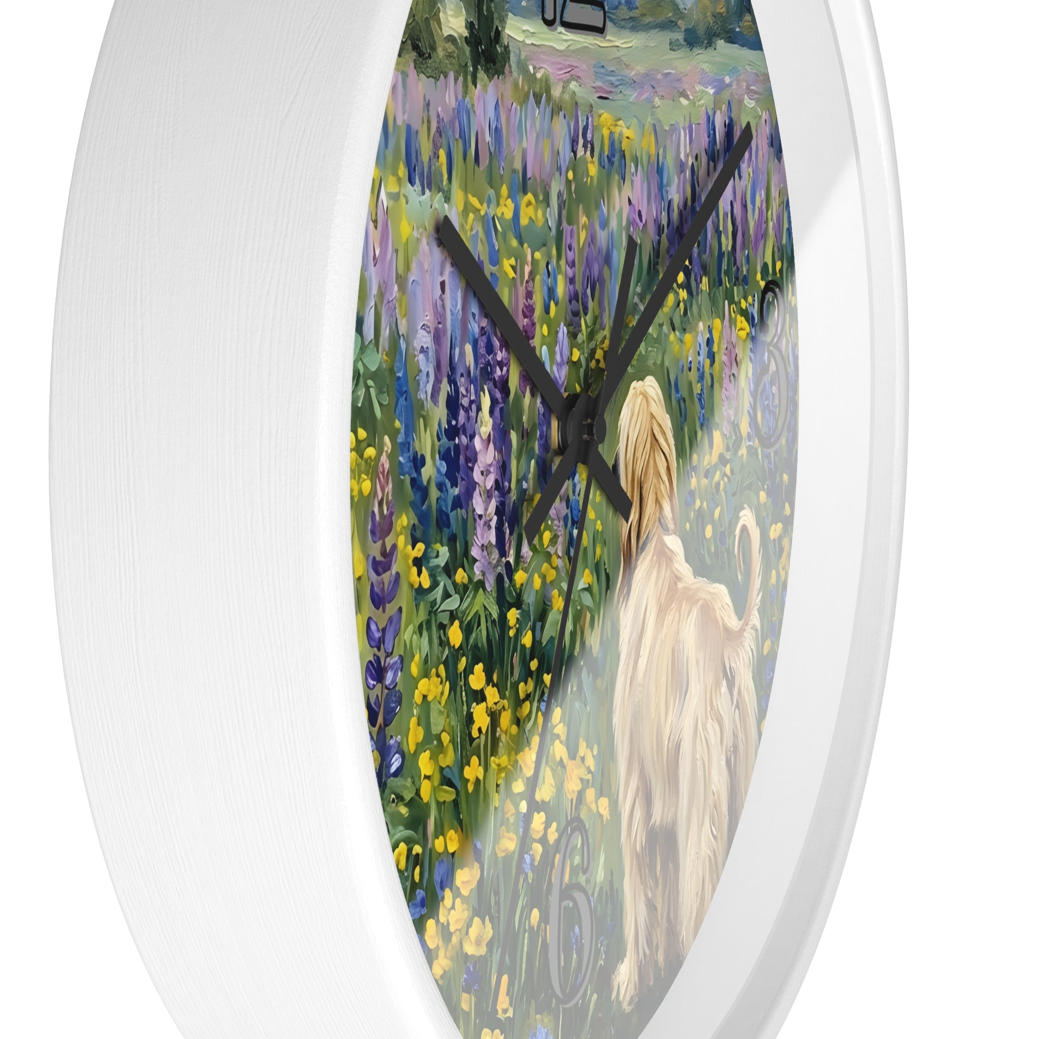 Afghan Hound in Wildflower Field Wall Clock | Dog Lover Wall Decor