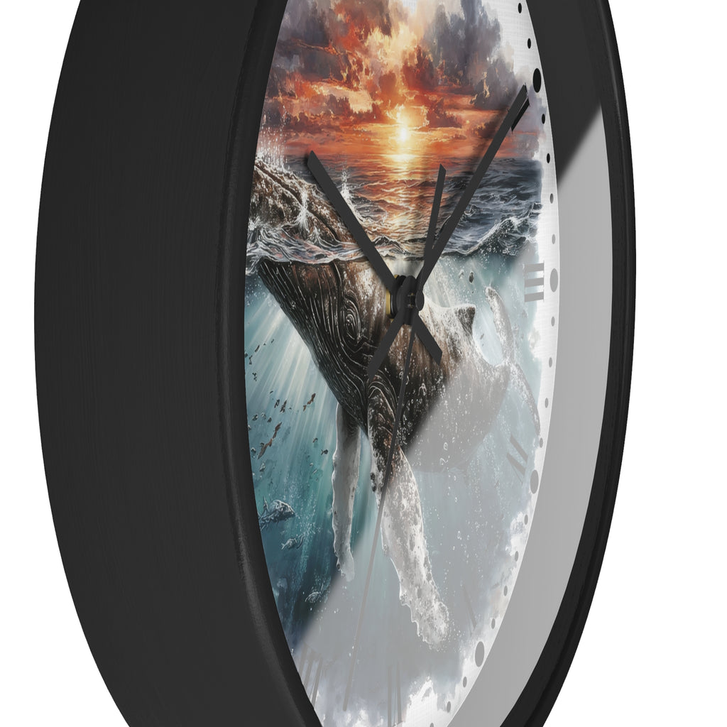 Humpback Whale Sunset Wall Clock — Ocean Animal Decor