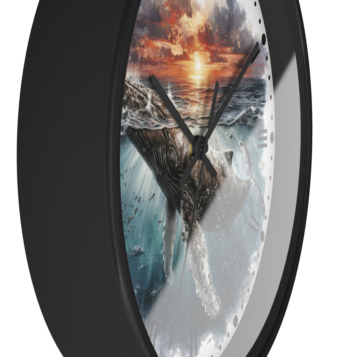 Humpback Whale Sunset Wall Clock — Ocean Animal Decor