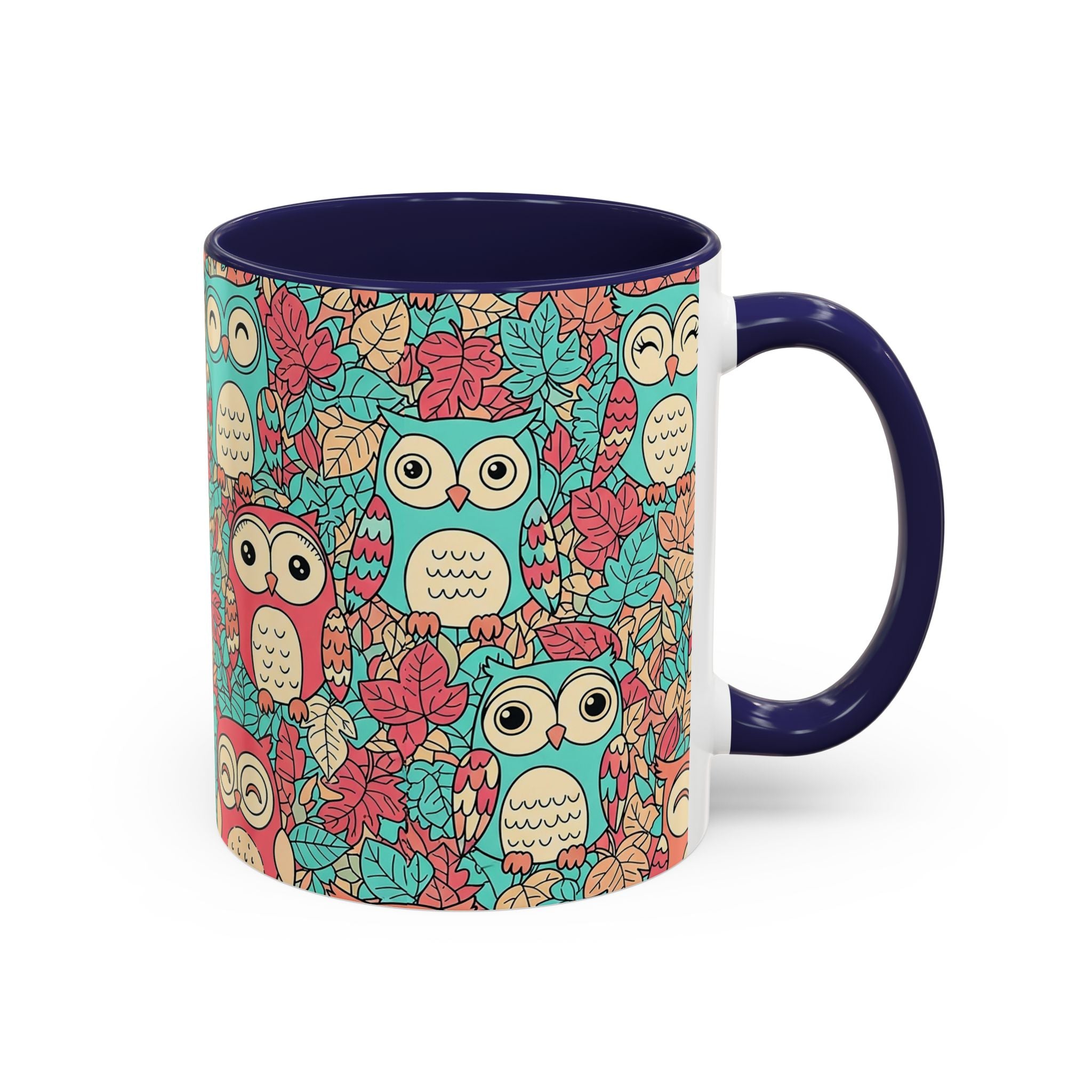 Colorful Owl Pattern Coffee Mug — Cute Woodland Tea & Coffee Cup (11/15oz)