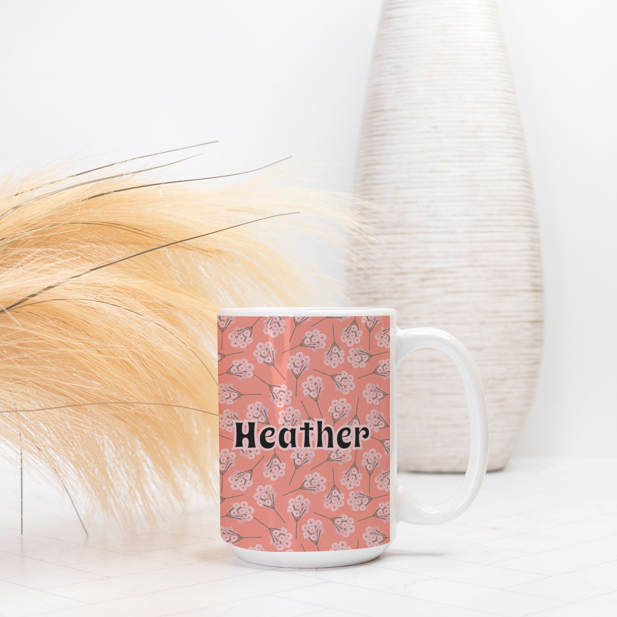 Personalized Coral Bloom Pattern Mug Deluxe 15oz.