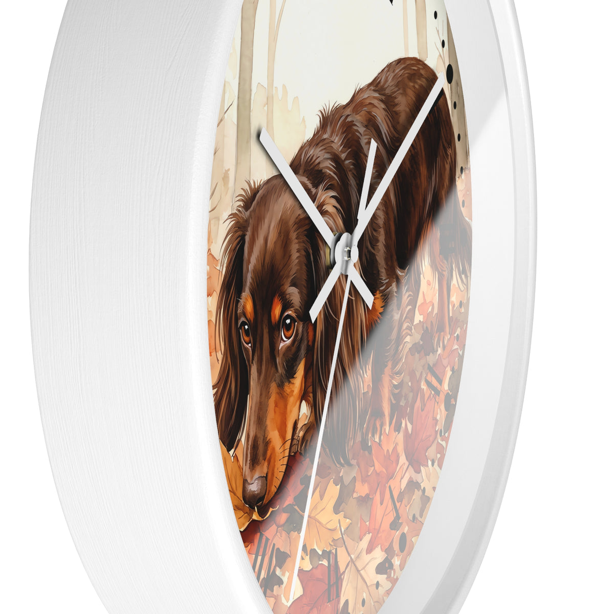 Autumn Dachshund Wall Clock — Fall Dog Lover Decor