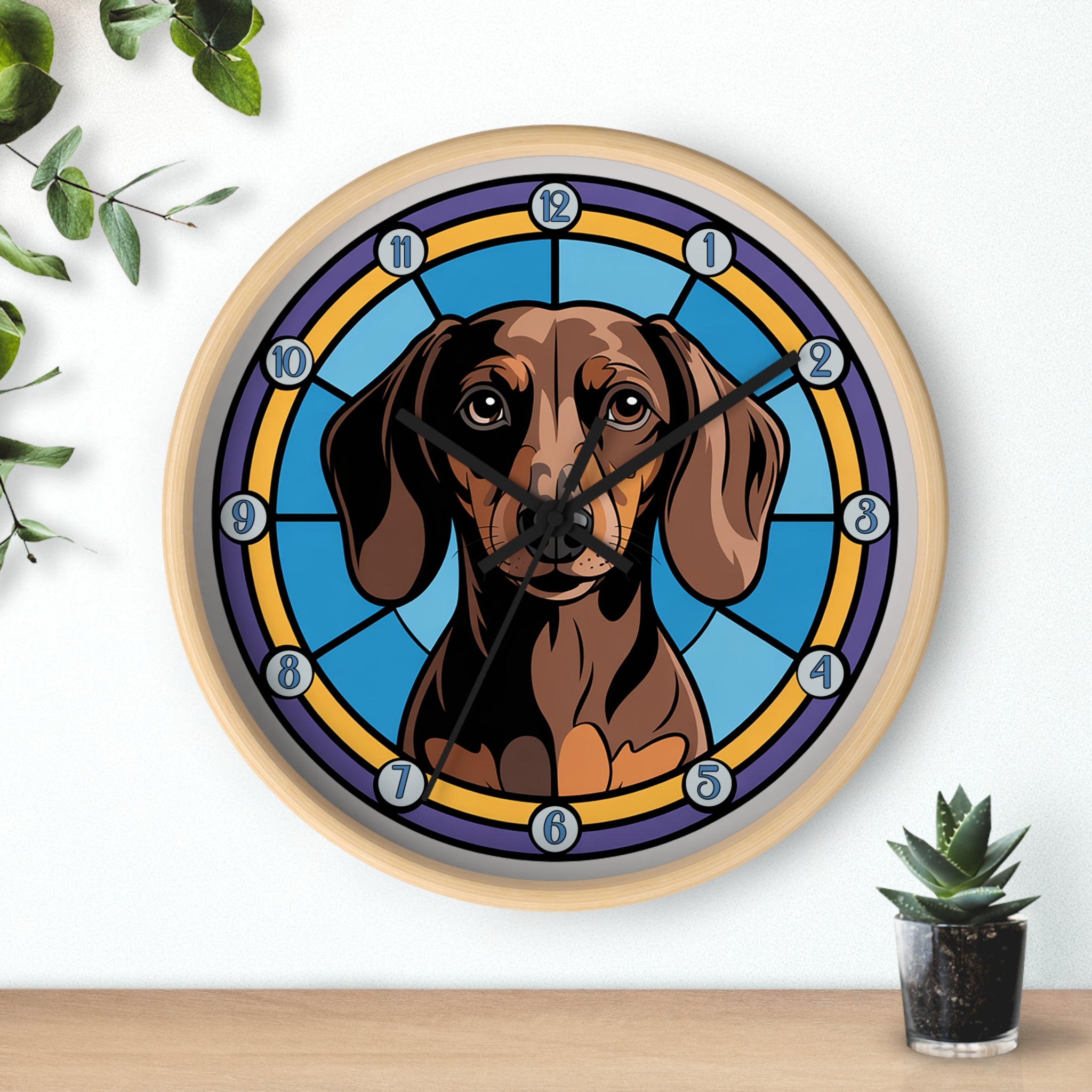 Dachshund  Colorful Wall Clock — Weenie Dog Home Decor