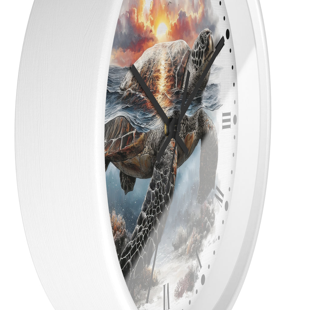 Sea Turtle Ocean Sunset Wall Clock