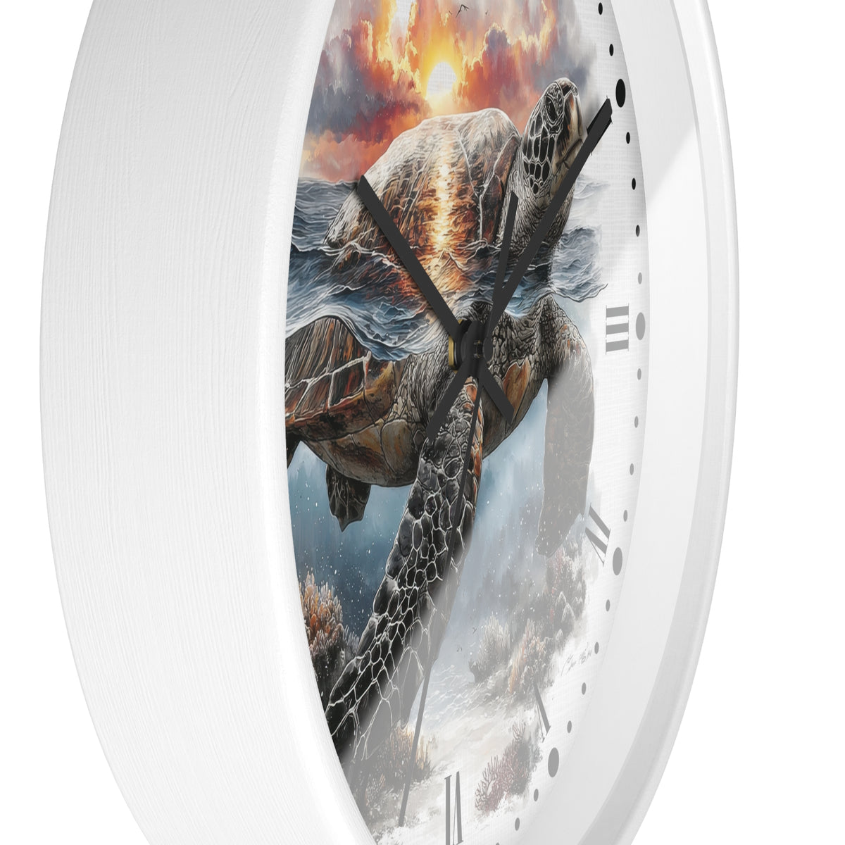 Sea Turtle Ocean Sunset Wall Clock