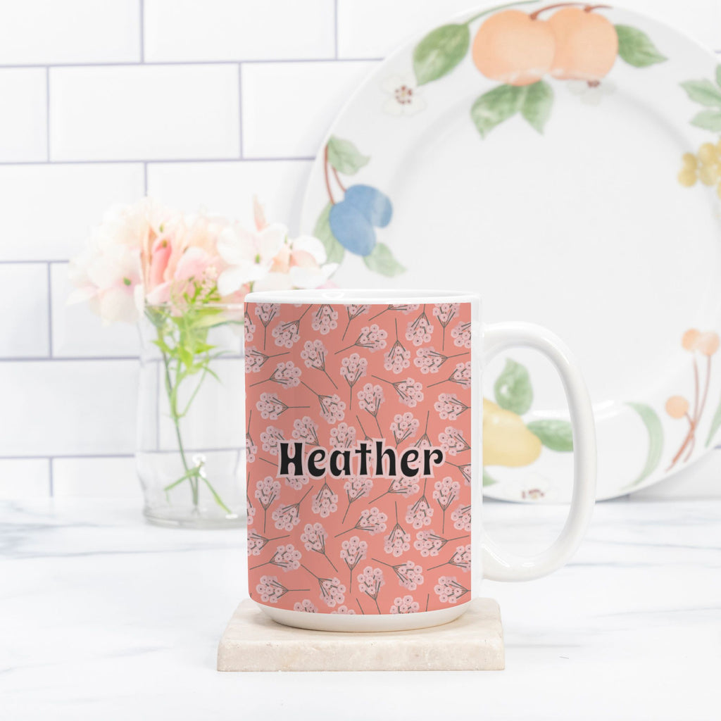 Personalized Coral Bloom Pattern Mug Deluxe 15oz.