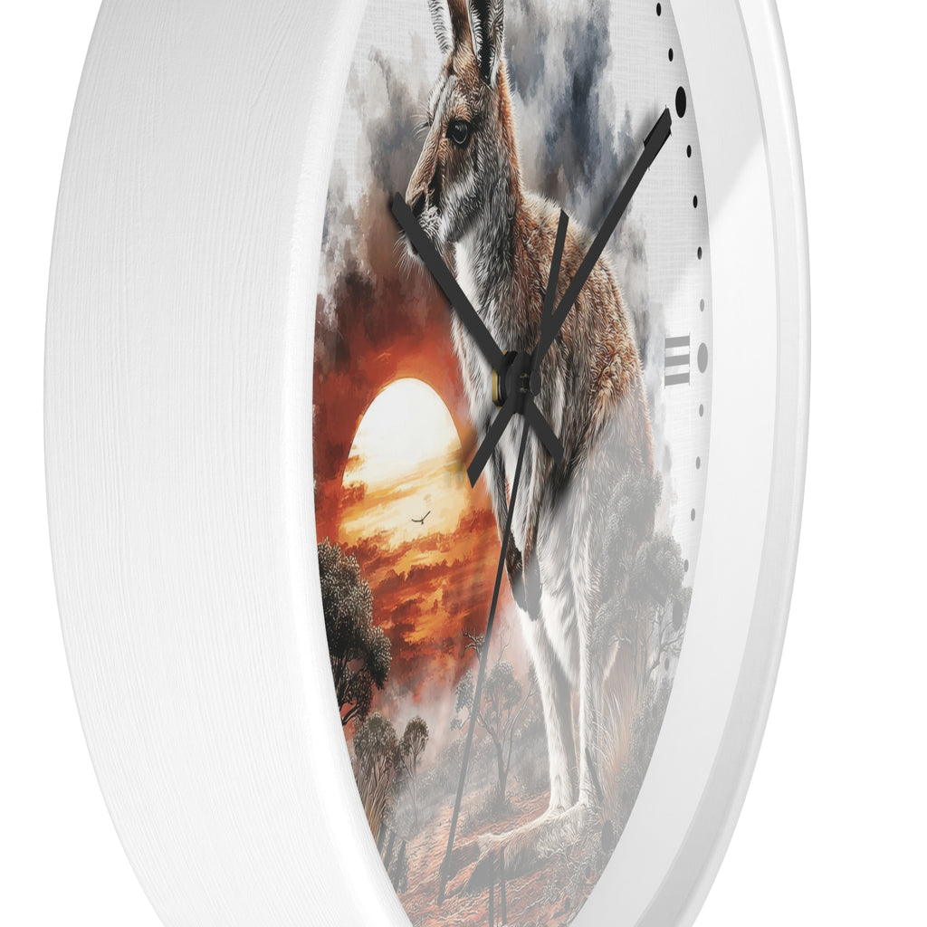 Kangaroo Sunset Wall Clock — Australian Wildlife Decor