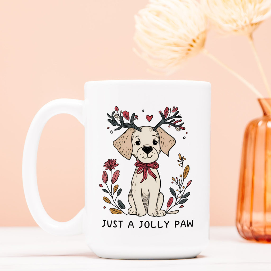 Dog Just A Jolly Paw Christmas Mug Deluxe 15oz.