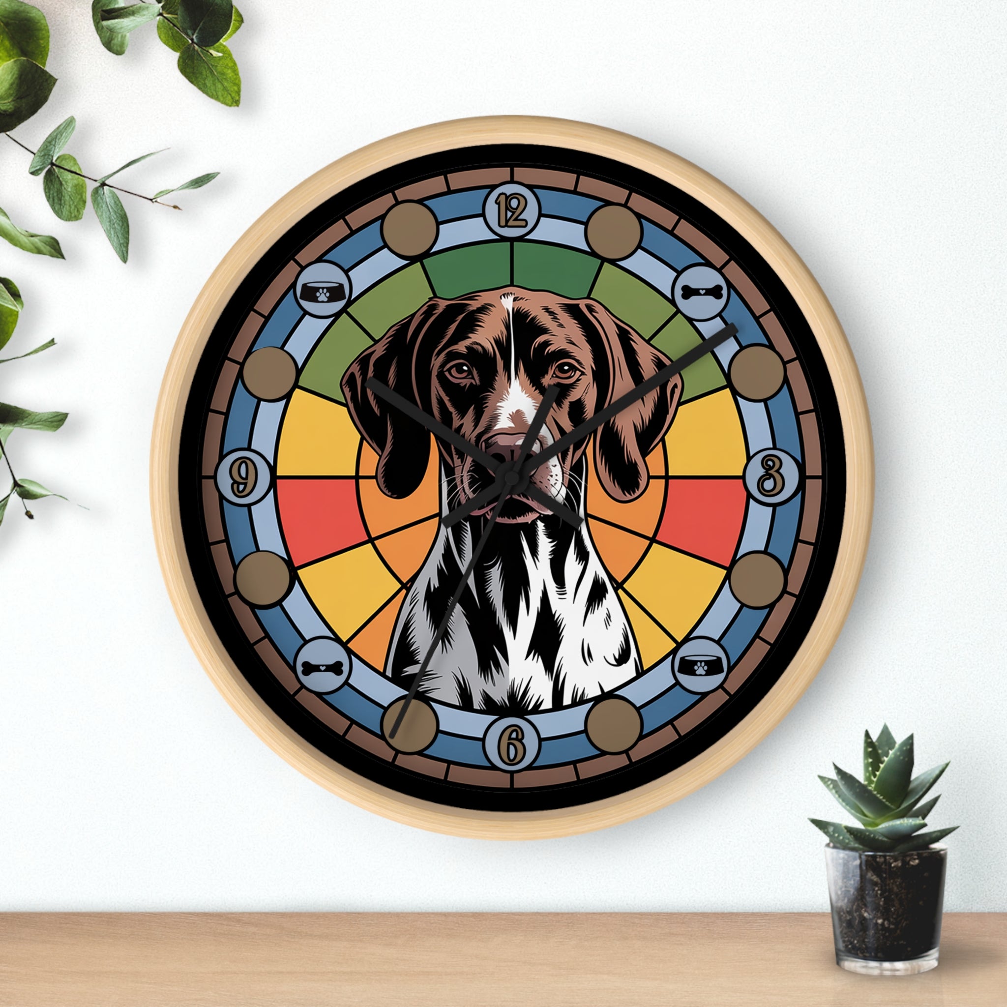 German Shorthaired Pointer Colorful Wall Clock — Dog Home Decor