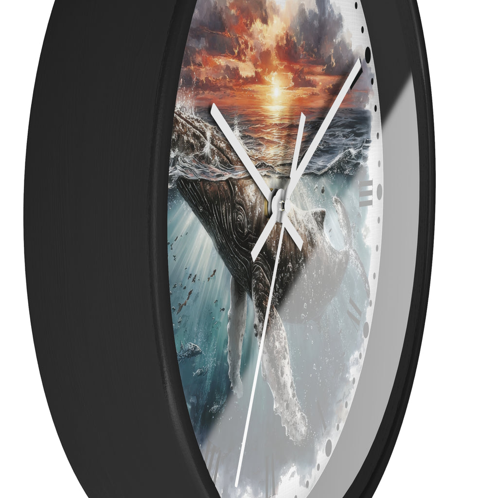 Humpback Whale Sunset Wall Clock — Ocean Animal Decor