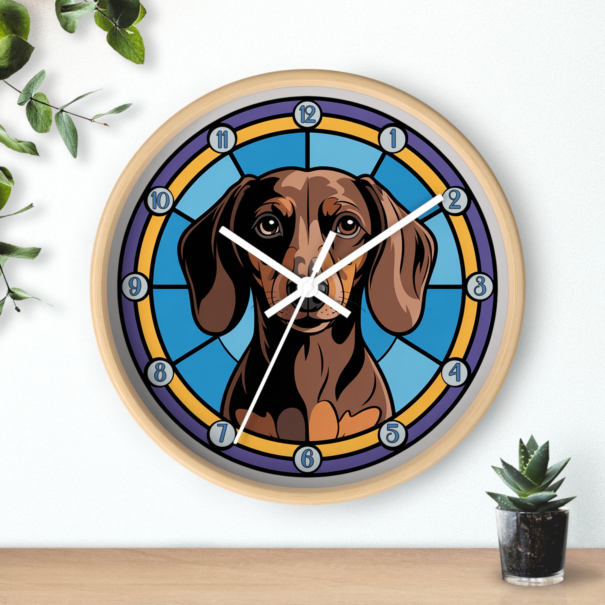 Dachshund  Colorful Wall Clock — Weenie Dog Home Decor