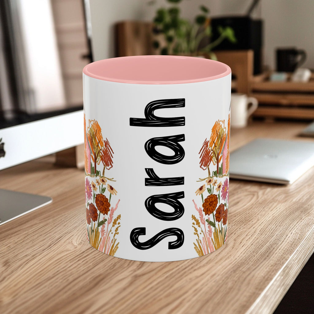 Personalized Floral Cottage Coffee Mug | Custom Name Accent Mug (11/15oz)