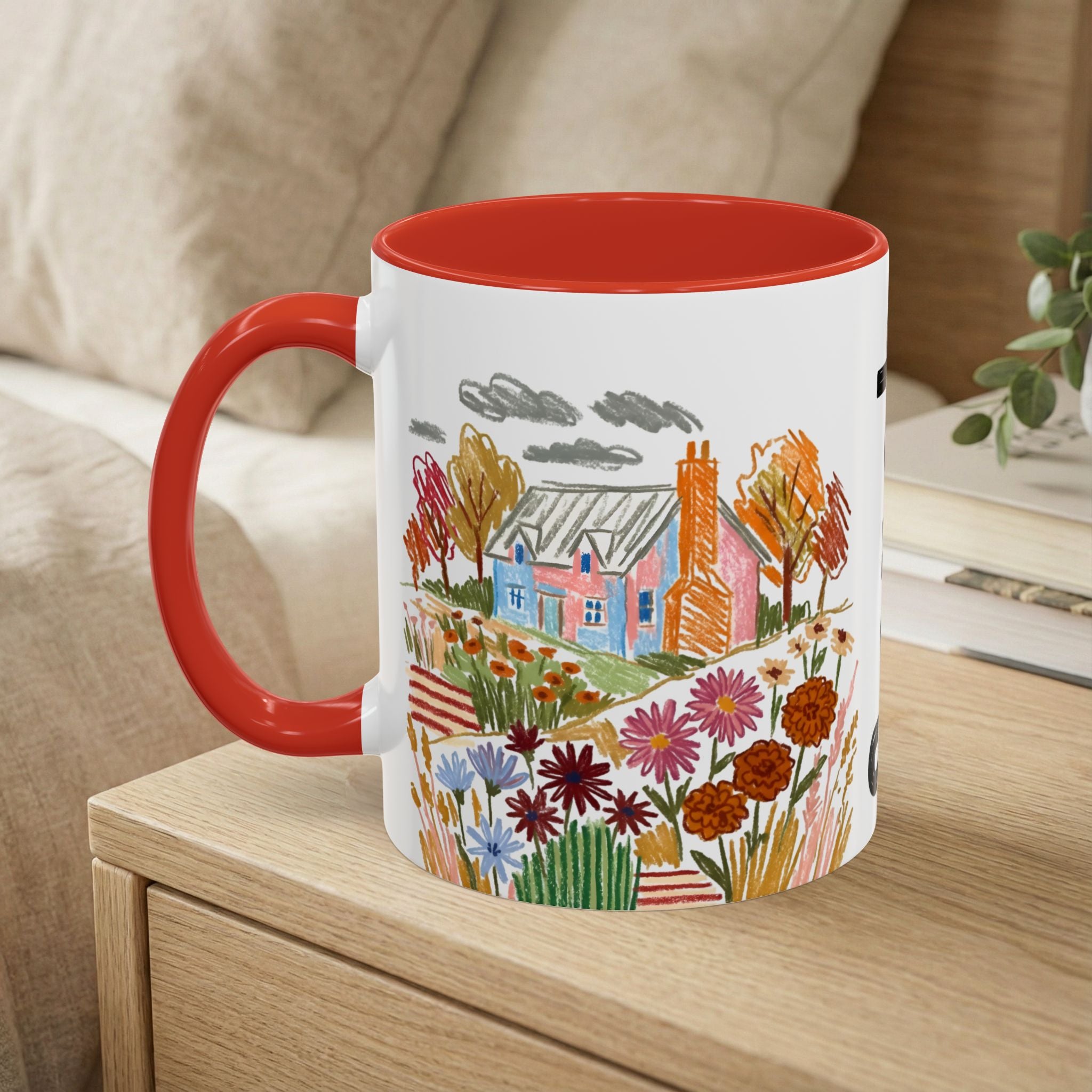 Personalized Floral Cottage Coffee Mug | Custom Name Accent Mug (11/15oz)