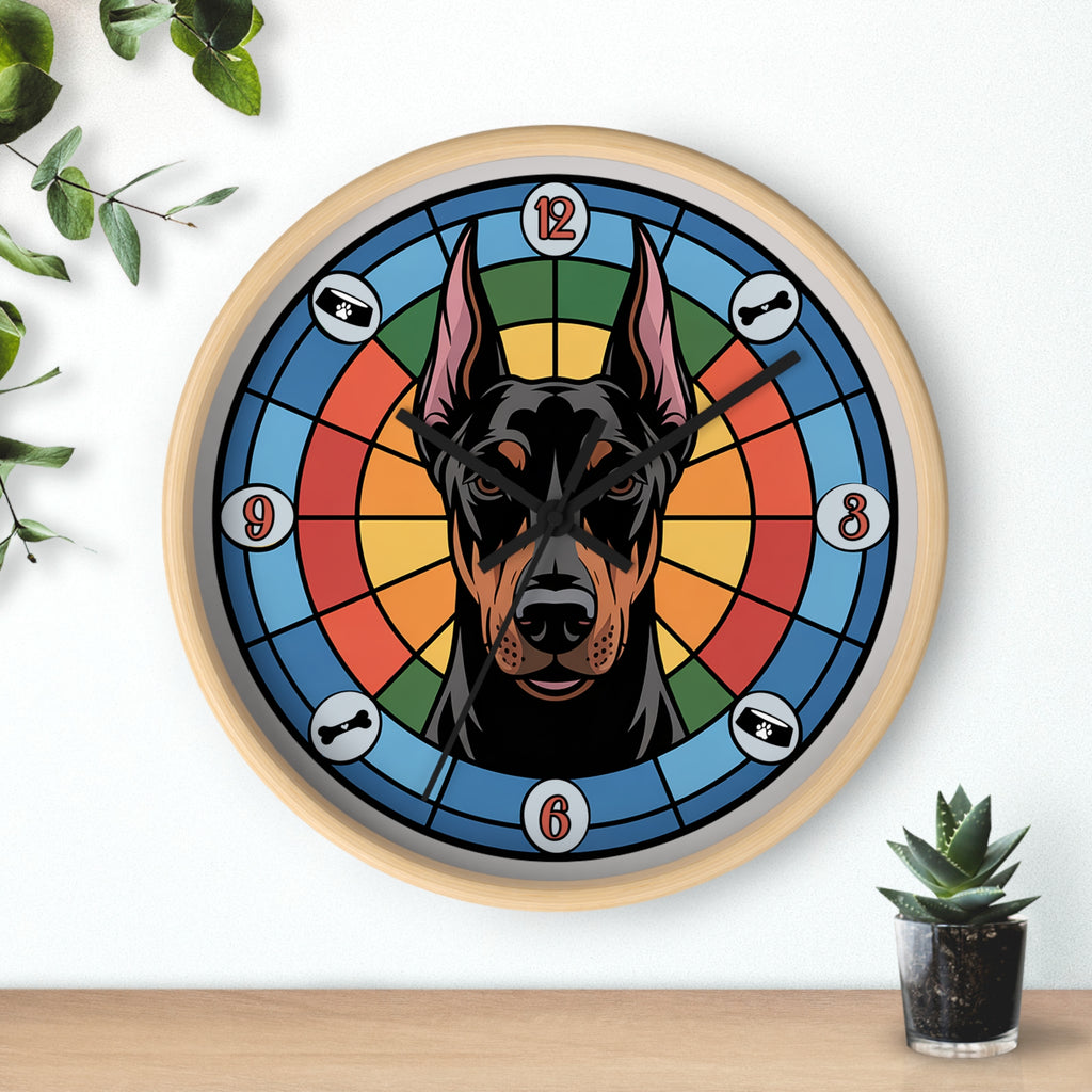 Doberman Pincer Color Wheel Wall Clock — Dog Home Decor
