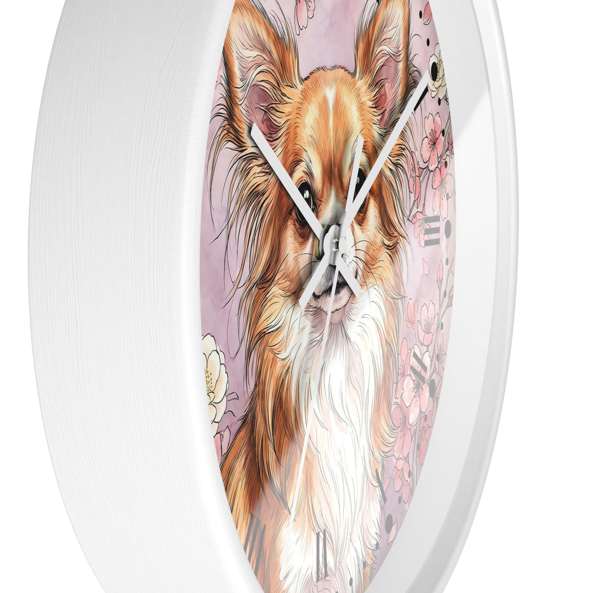 Chihuahua Floral Wall Clock — Pink Dog Decor for Pet Lovers