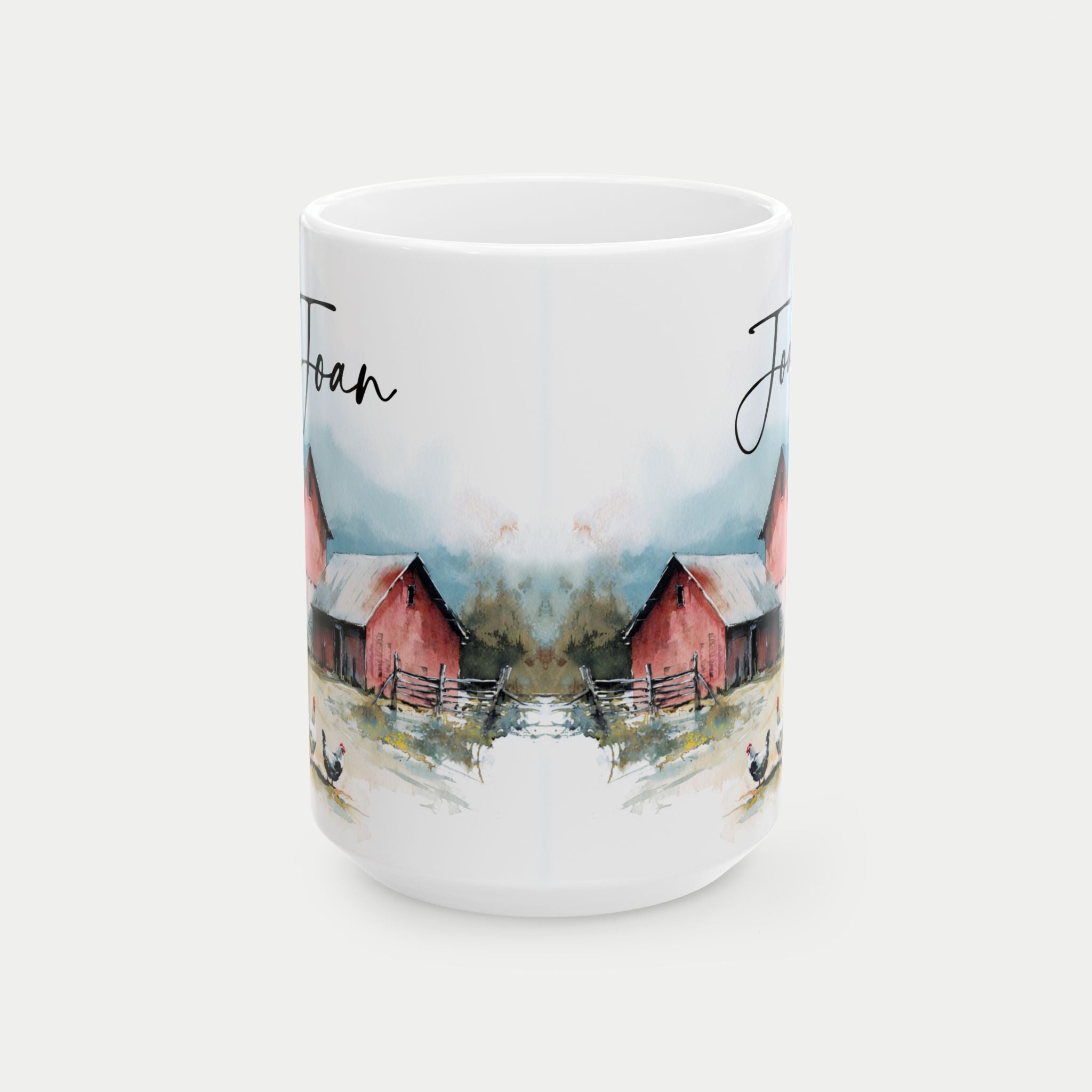 Personalized Old Chicken Farmhouse Ceramic Mug — Rustic Country Morning Coffee Cup