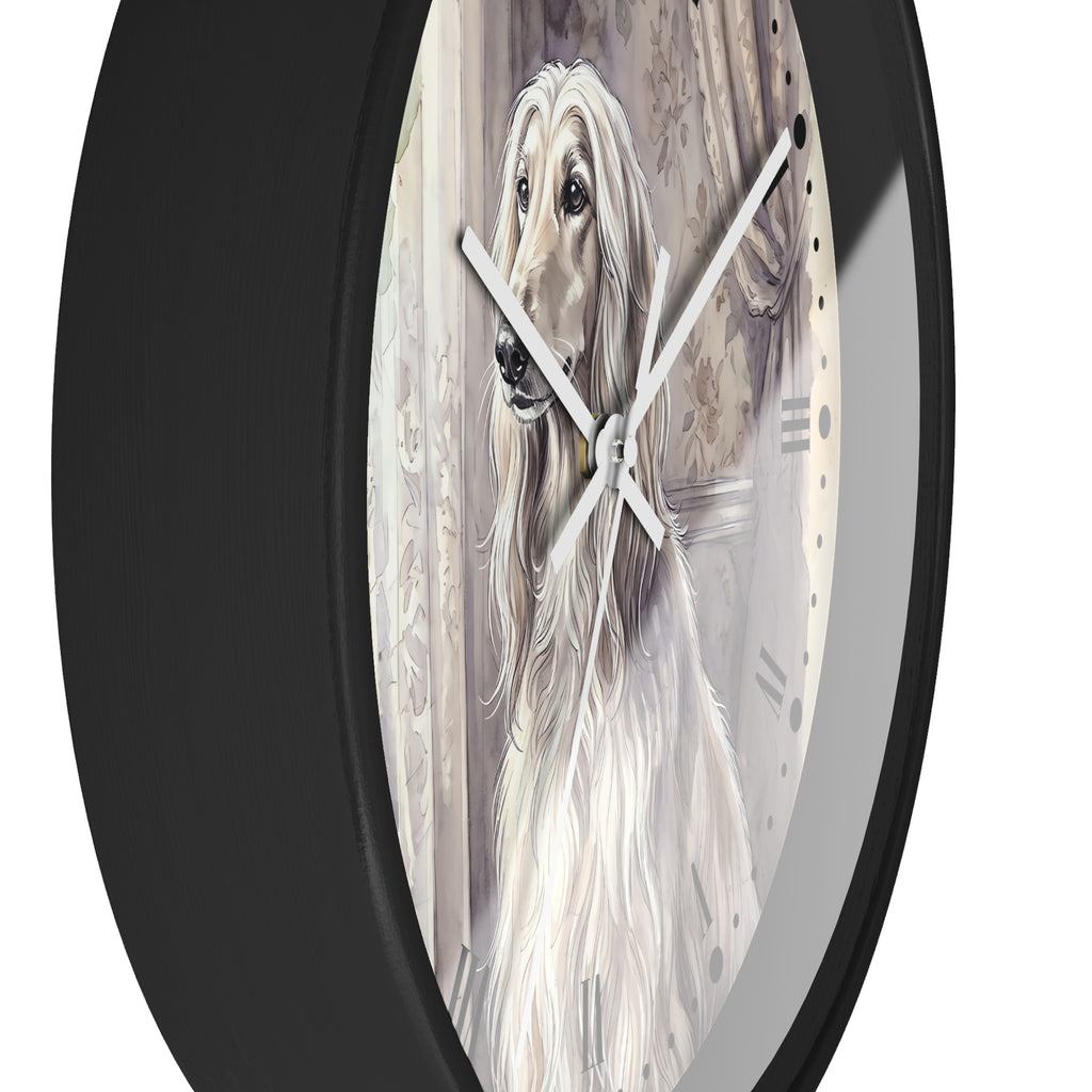 Afghan Hound Portrait Wall Clock — Vintage-Inspired Dog Lover Decor