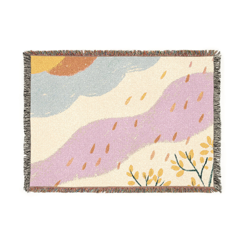 Hand Drawn Nature-Inspired Woven Blanket for Cozy Living