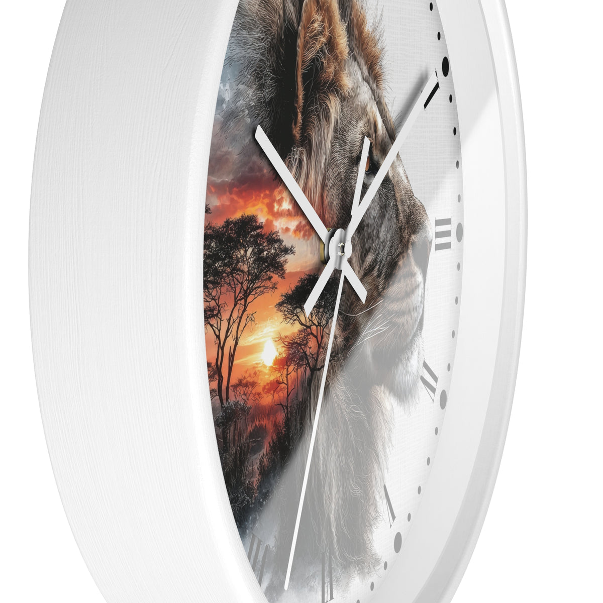 Lion African Sunset Wall Clock - Big Cat Safari Decor