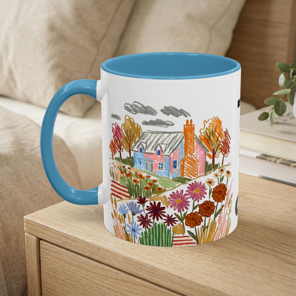 Personalized Floral Cottage Coffee Mug | Custom Name Accent Mug (11/15oz)