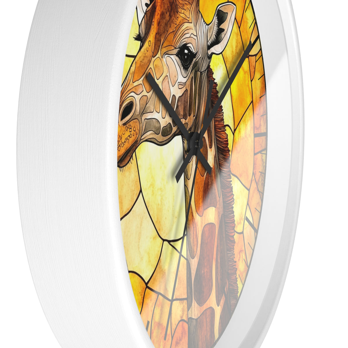 Giraffe Stained Glass Wall Clock — Rustic Safari Animal Home Decor
