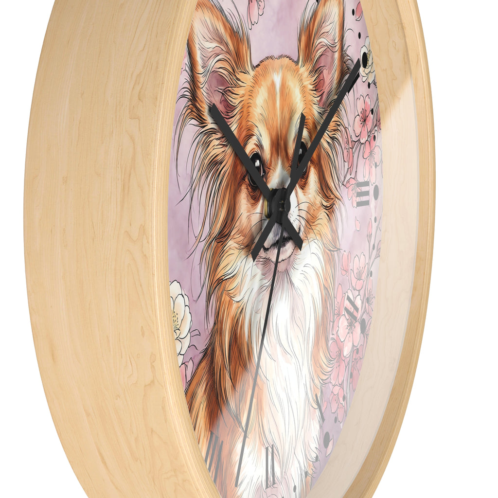 Chihuahua Floral Wall Clock — Pink Dog Decor for Pet Lovers