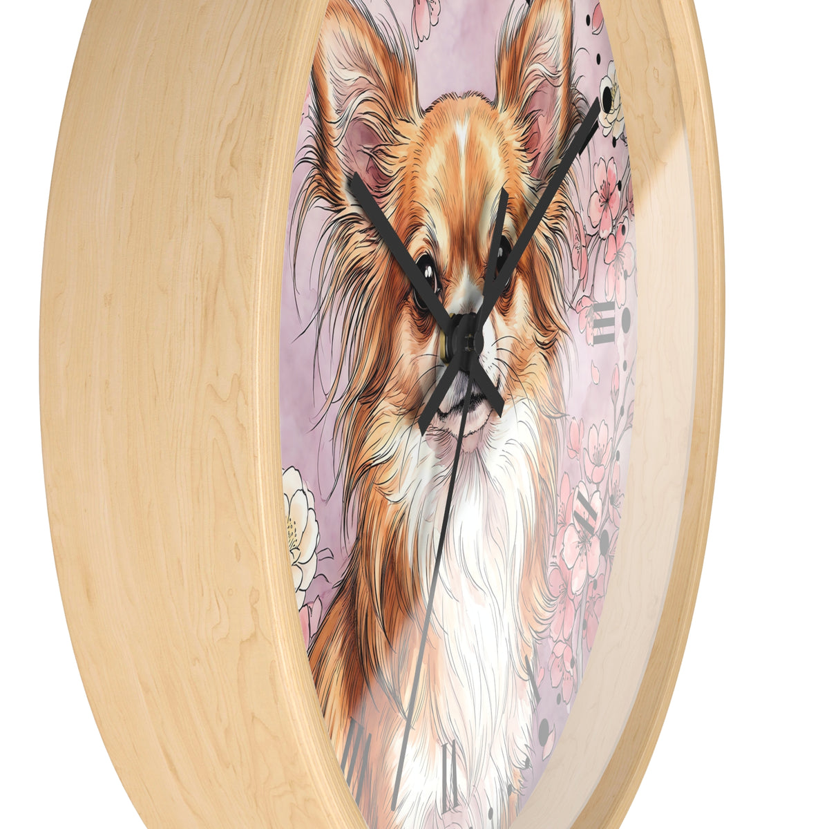 Chihuahua Floral Wall Clock — Pink Dog Decor for Pet Lovers