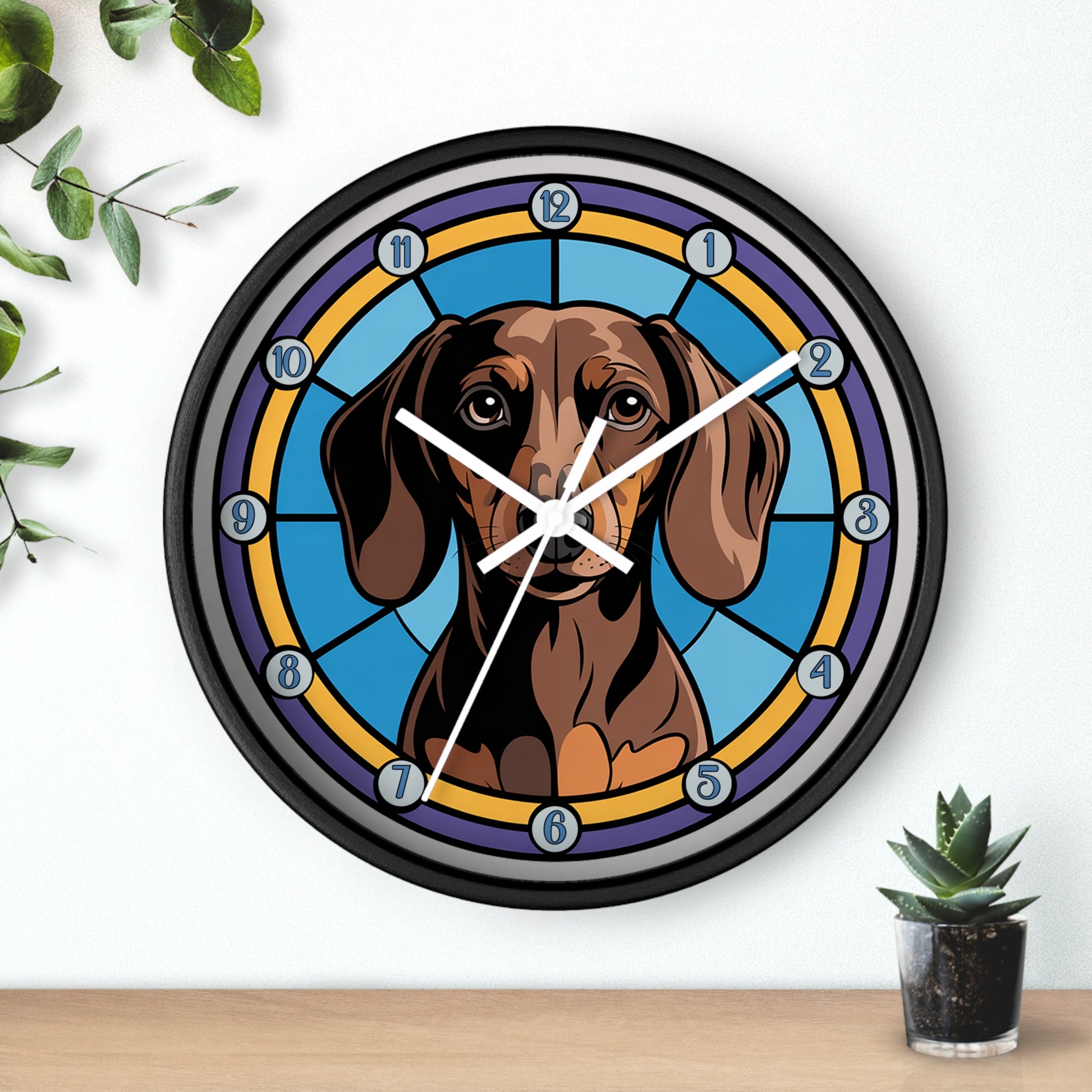 Dachshund  Colorful Wall Clock — Weenie Dog Home Decor