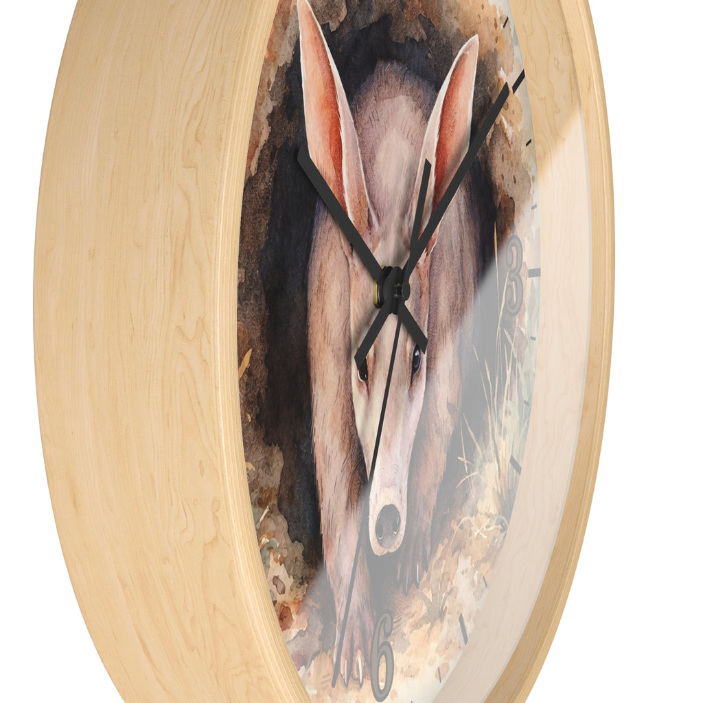 Aardvark Watercolor Wall Clock — Whimsical Wildlife Home Décor