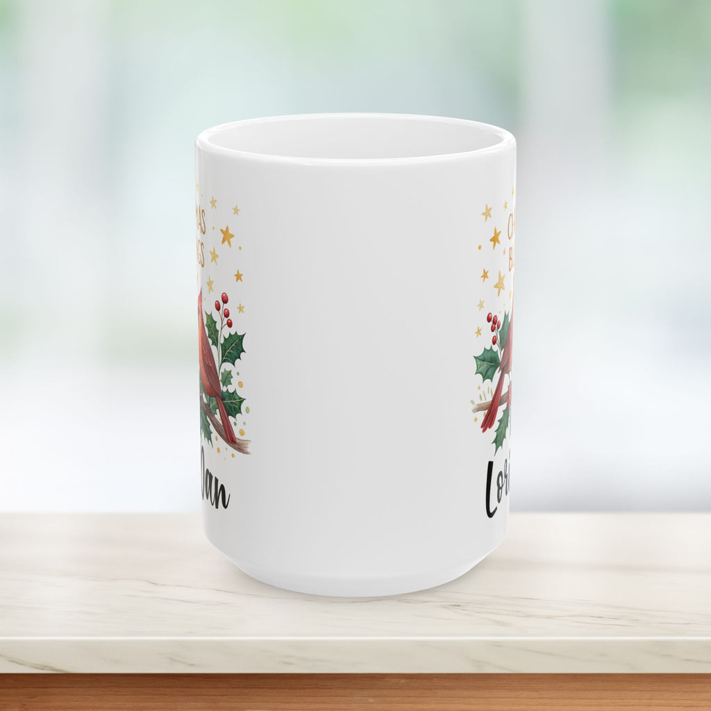 Cardinal Bird Couple Christmas Mug | Christmas Holiday Coffee Cup