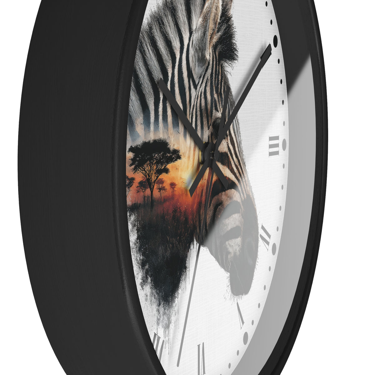 Zebra Silhouette Wall Clock — African Sunset Animal Decor