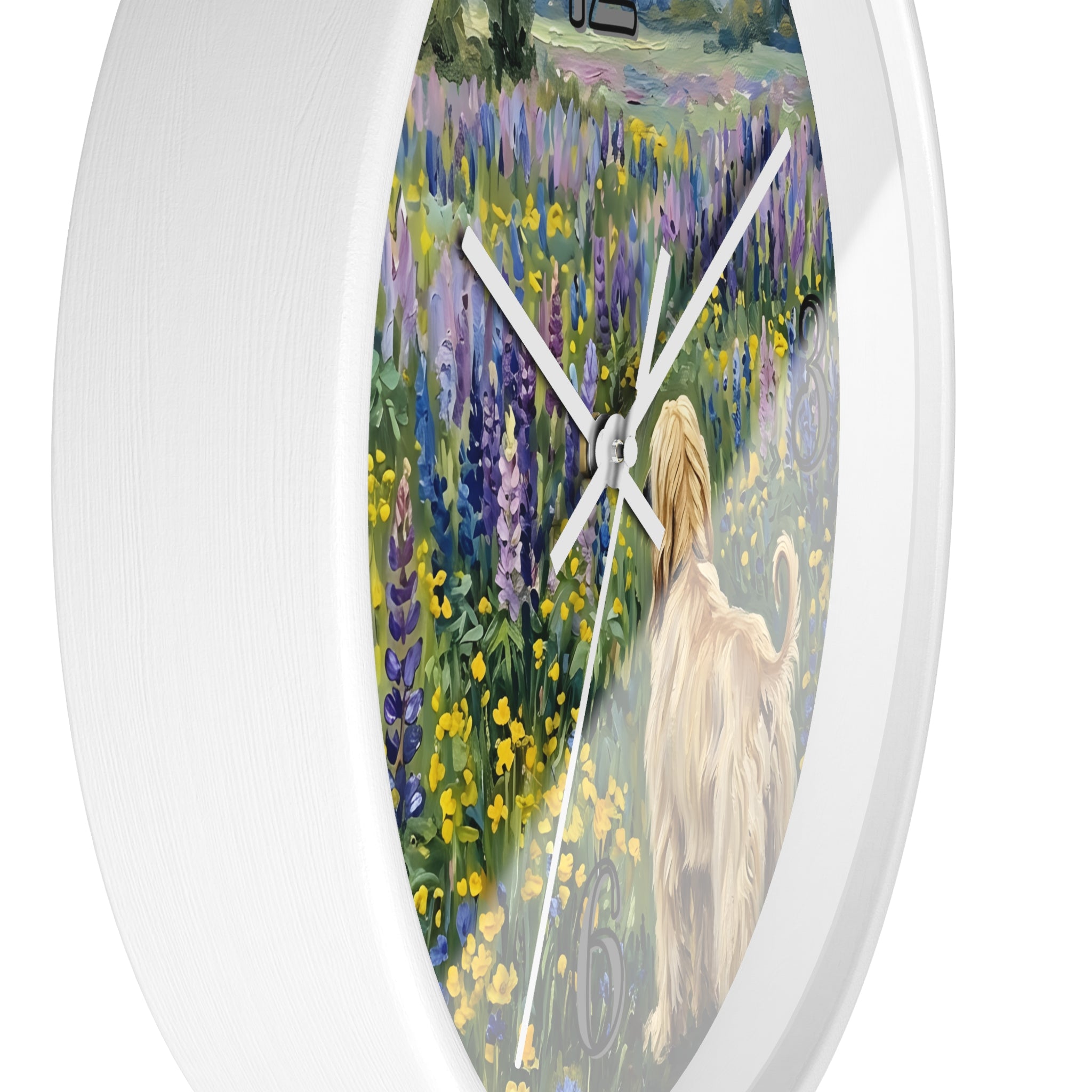 Afghan Hound in Wildflower Field Wall Clock | Dog Lover Wall Decor