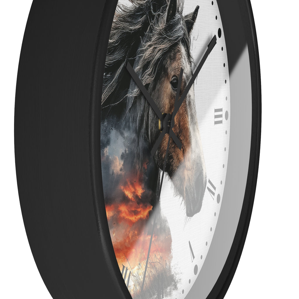 Wild Horse Sunset Wall Clock — Rustic Equine Decor