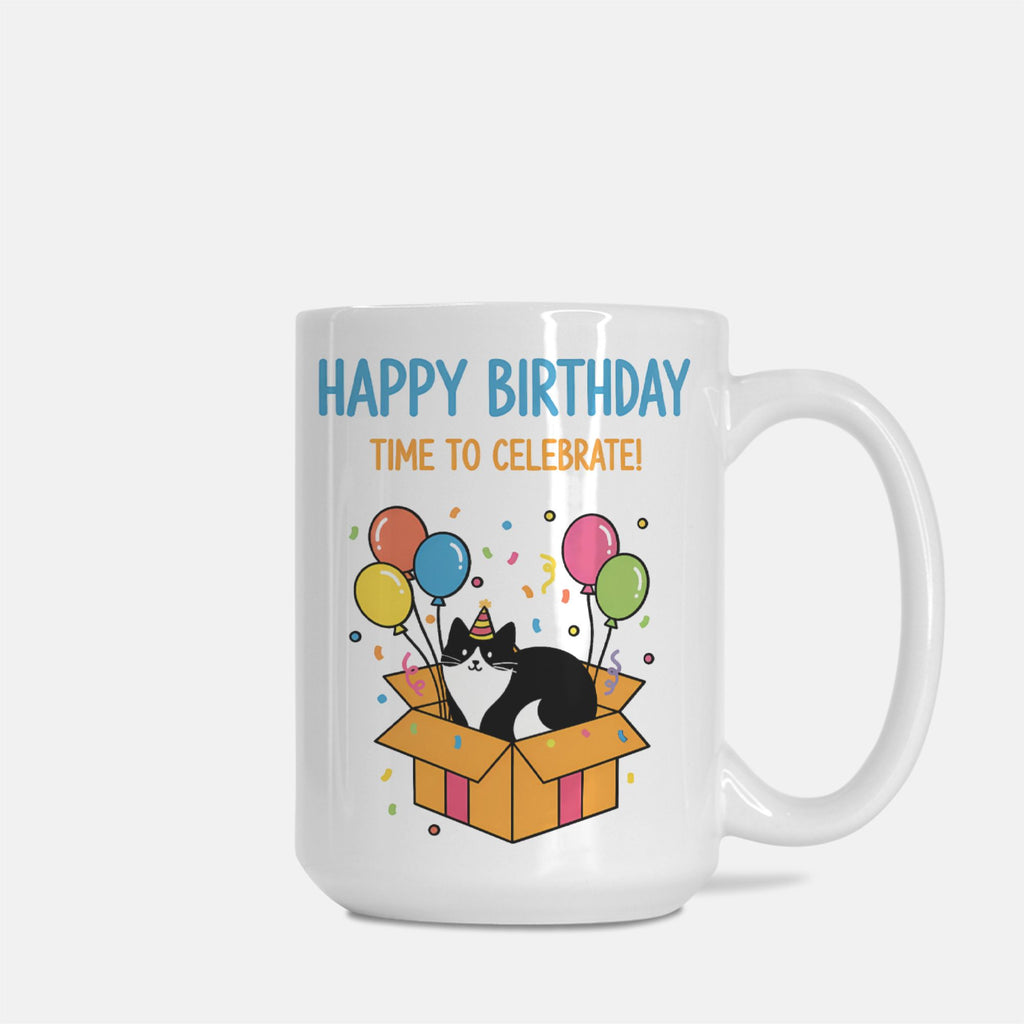 Cat Birthday Time To Celebrate Mug Deluxe 15oz.