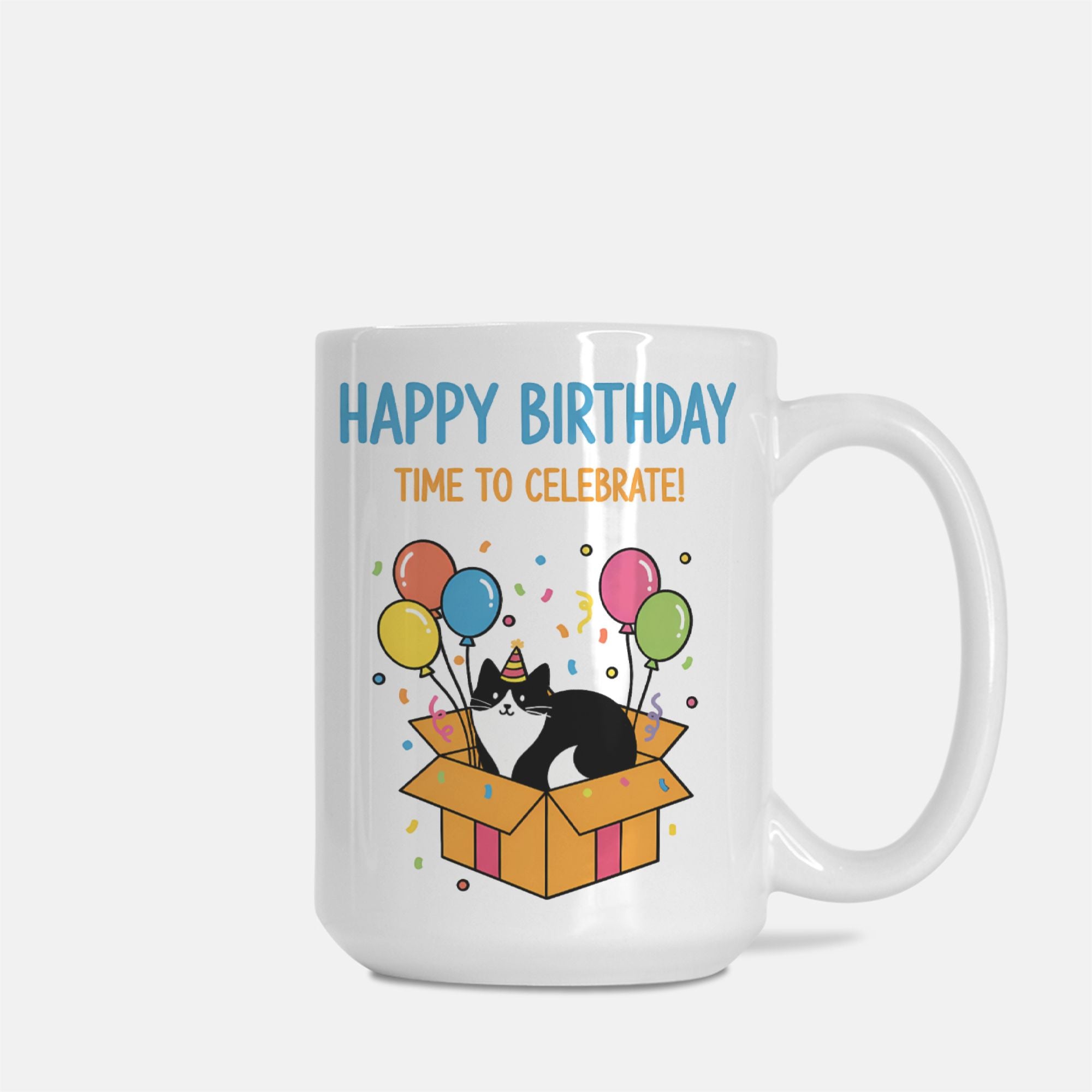 Cat Birthday Time To Celebrate Mug Deluxe 15oz.