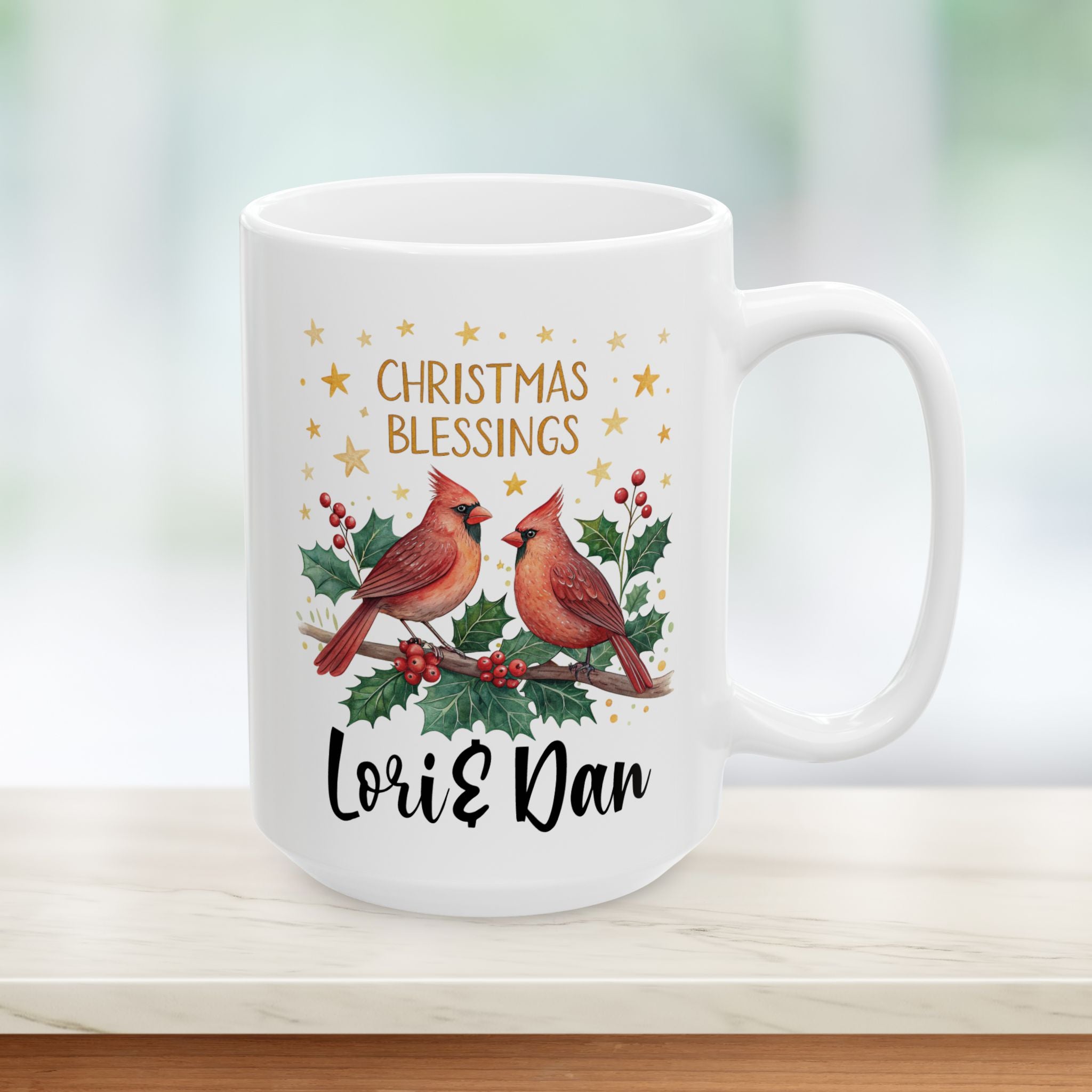 Cardinal Bird Couple Christmas Mug | Christmas Holiday Coffee Cup