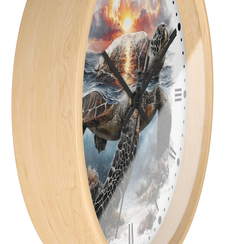 Sea Turtle Ocean Sunset Wall Clock