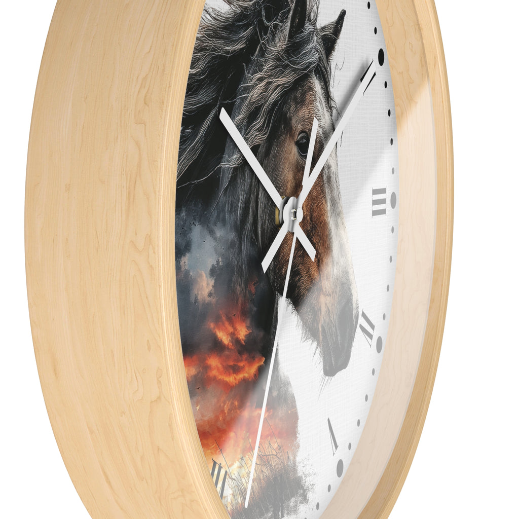 Wild Horse Sunset Wall Clock — Rustic Equine Decor